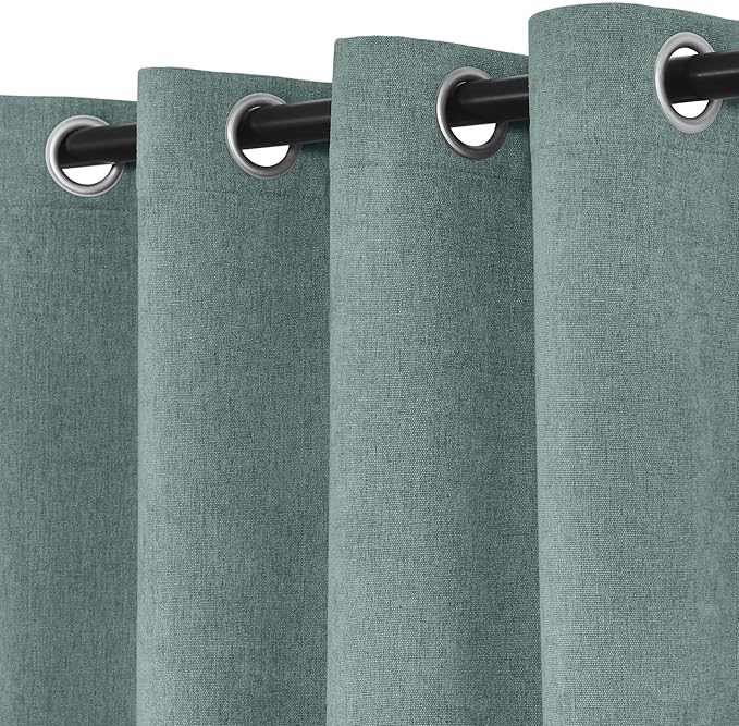 Macochico 100% Blackout Curtains Luxury Chenille Curtains for Living Room Thermal Blackout Curtains for Bedroom Hotel Banquet Classic Decor Teal Curtains with Tieback 72" Wx96 L Grommet 1 Panel