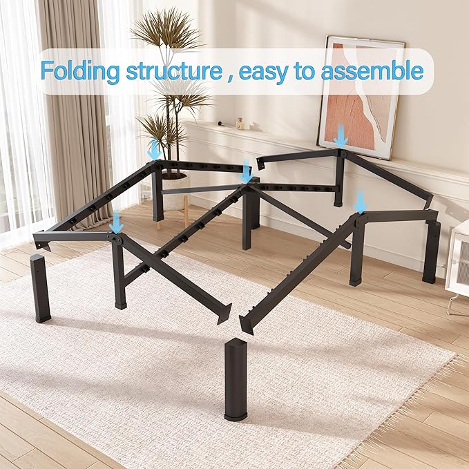 FUIOBYVV 12 Inch California King Bed Frame with Round Corner Edge Legs 3500 lbs Metal Heavy Duty Steel Slats Support No Box Spring Needed Platform Noise Free Easy Assembly