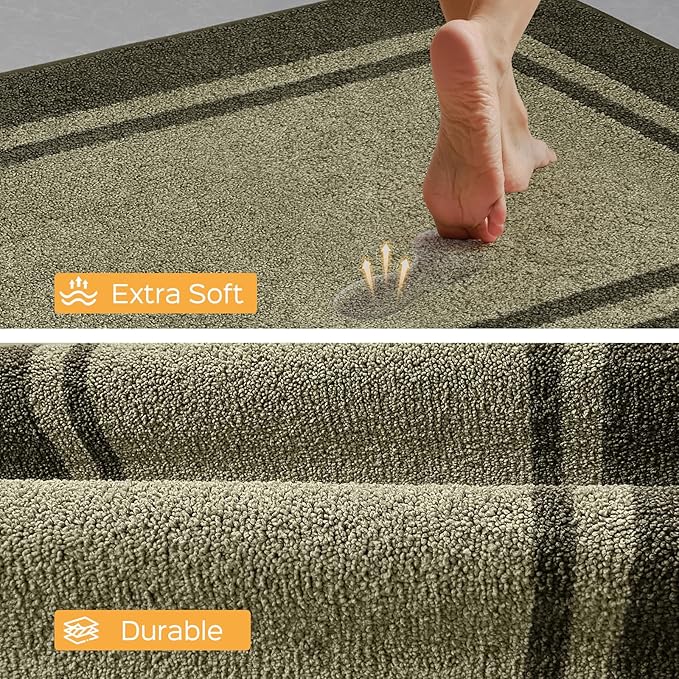 Kitchen Rugs 24" x 70", Non-Slip Machine Washable Kitchen Runner Rugs Floor Mats, Absorbent Comfort Standing Mats for Kitchen, Sink, Laundry and Hallway, Rolled Packaging, Budding Green & Sage Green