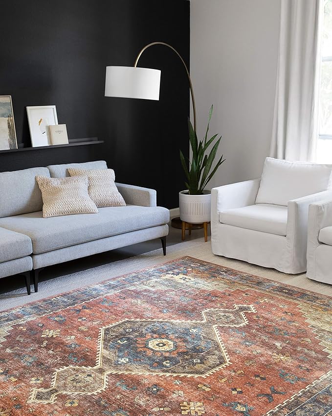 Loloi Skye Collection SKY-11 Rust/Blue 8'-0" x 8'-0" Round Area Rug