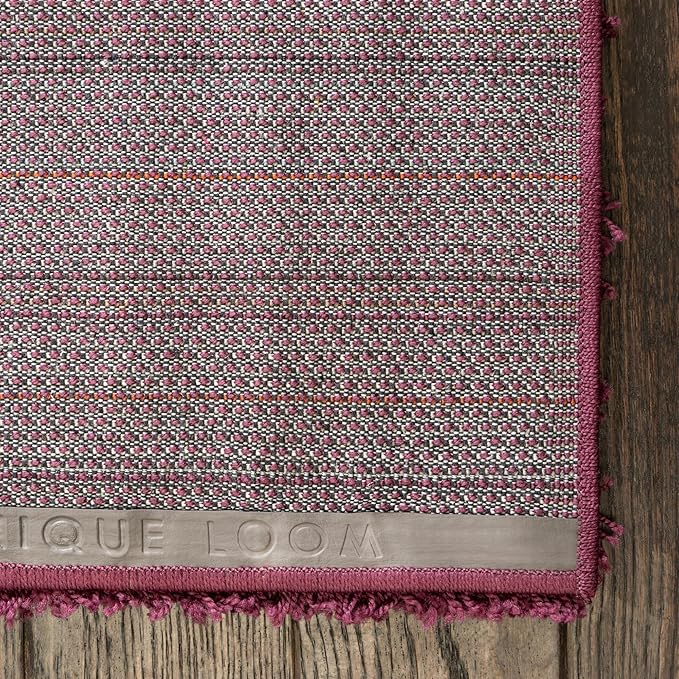 Unique Loom Solid Shag Collection Area Rug (2' 7" x 10' Runner, Eggplant Purple)