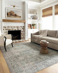 Loloi Chris Loves Julia Jules Collection JUL-08 Emerald/Antique Ivory 2'-6'' x 12'-0'', .13" Pile Height, Runner Rug