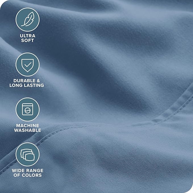 Bare Home Hotel Luxury Queen Sheet Set, Extra Soft - 6 Piece Set - Deep Pockets - Easy Fit - Cooling & Breathable - Wrinkle, Fade, Stain Resistant - Includes 4 Pillowcases (Queen, Coronet Blue)
