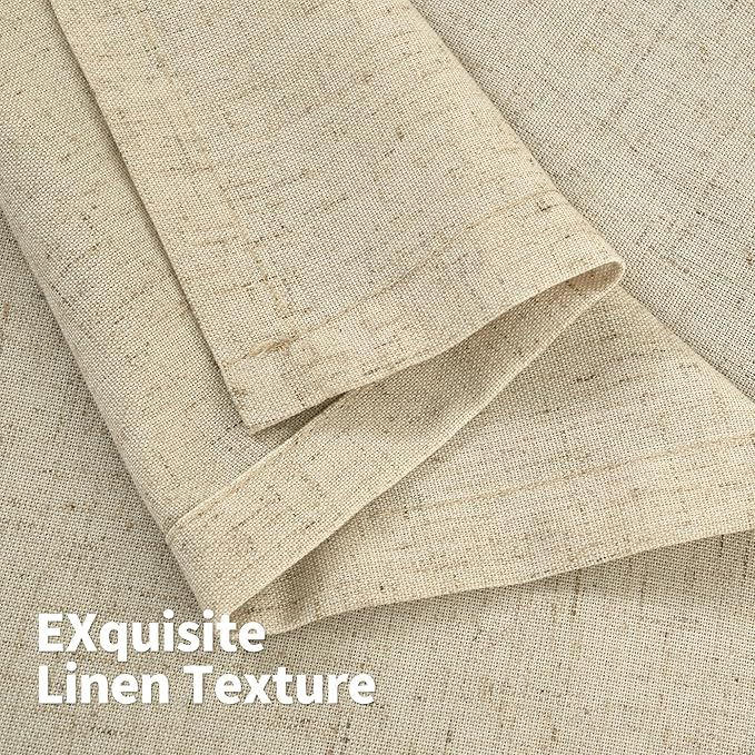 YoungsTex Grommet Linen Curtains 63 Inch Length 2 Panels for Living Room, Burlap Light Filtering Drapes No See Through for Bedroom Farmhouse, 52 X 63 Inch
