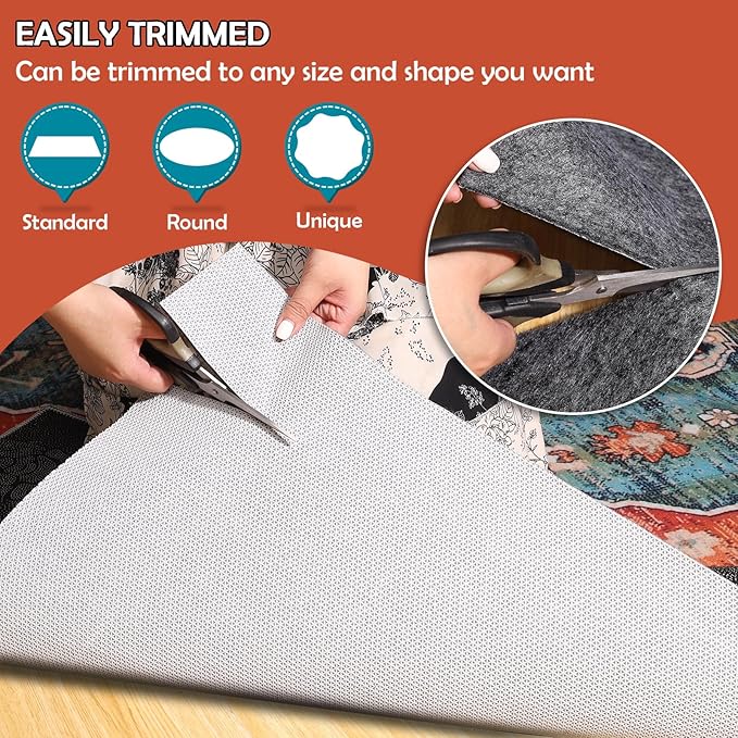 Waterproof Rug Pad, Thick 2x3 Ft Under Area Rug Carpet Pad, Non Slip Rug Pads for All Floors and Hardwood Floors Finishes, Keep Carpets in Place Soft and Prevent Rug from Wrinkling or Buckling