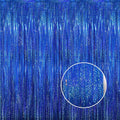 GOER 3.2 ft x 8.2 ft Metallic Tinsel Foil Fringe Curtains Party Photo Backdrop Party Streamers for Birthday,Graduation,New Year Eve Decorations Wedding Decor(1 Pack,Shiny Blue)
