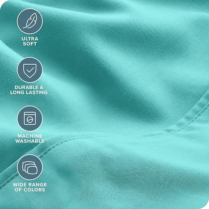 Bare Home Hotel Luxury Twin XL Sheet Set, Extra Soft - 4 Piece Set - Deep Pockets - Easy Fit - Cooling & Breathable - Wrinkle, Fade, Stain Resistant - Includes 2 Pillowcases (Twin XL, Turquoise)