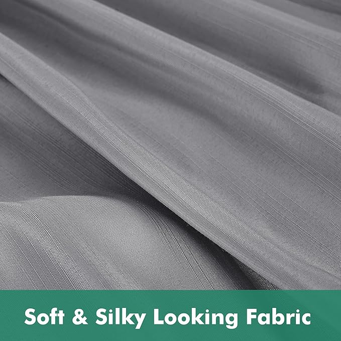 Biscaynebay Wrap Around Bed Skirts with Split Corners for Queen Beds 16" Drop, Silver Grey Elastic Dust Ruffles Adjustable Easy Fit Wrinkle & Fade Resistant Silky Luxurious Fabric Machine Washable