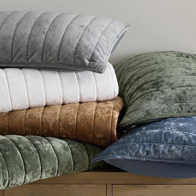 Bedsure Velvet Quilt Queen Size Set - Lightweight Velvet Comforter Queen, Luxury Bedspread Coverlet, Ultra-Soft Winter Bedding Set with 2 Pillow Shams, 90"x96", Blue