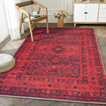 Bloom Rugs Washable Non-Slip 6' x 9' Rug - Red Traditional Bordered Area Rug for Living Room, Bedroom, Dining Room, and Kitchen - Exact Size: 6' x 9'