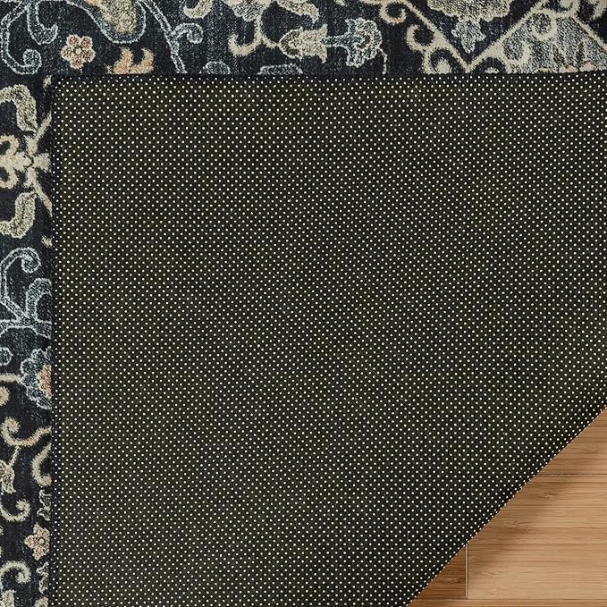 Gertmenian Indoor Boho Area Rug - 9x13 Extra Large, Non Slip, Super Strong, Ideal for High Traffic Areas in Bedroom, Living Room, Kitchen - Tanis, Anthrocite, 28531