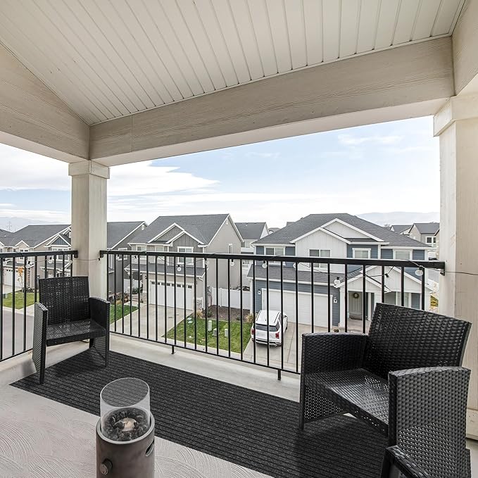 Ottomanson 2' x 43' Hallway Runner with Scraper Pile Extra Durable Non-Slip Rug Mat for Indoor & Outdoor Use - Ideal for Kitchen, Entryway, Patio & Garage - High-Traffic Carpet, Black