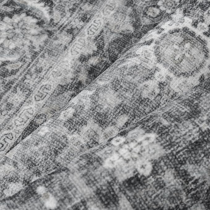 Blue 6x9 Area Rug Non Slip Vintage Living Room Distressed Machine Washable Carpet Retro Indoor Bedroom Traditional Floral Accent Throw Rug for Office Kitchen Dorm Dining Room