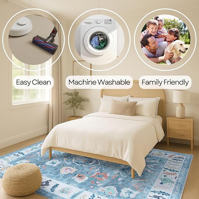 Fame Rugs Teal Modern Oushak Rug 2'6"x13, Vintage Turkish Colorful Oriental Antique Inspired Long Runner Rugs, Luxury Living Room Bedroom (995T, 2'6" x 13')