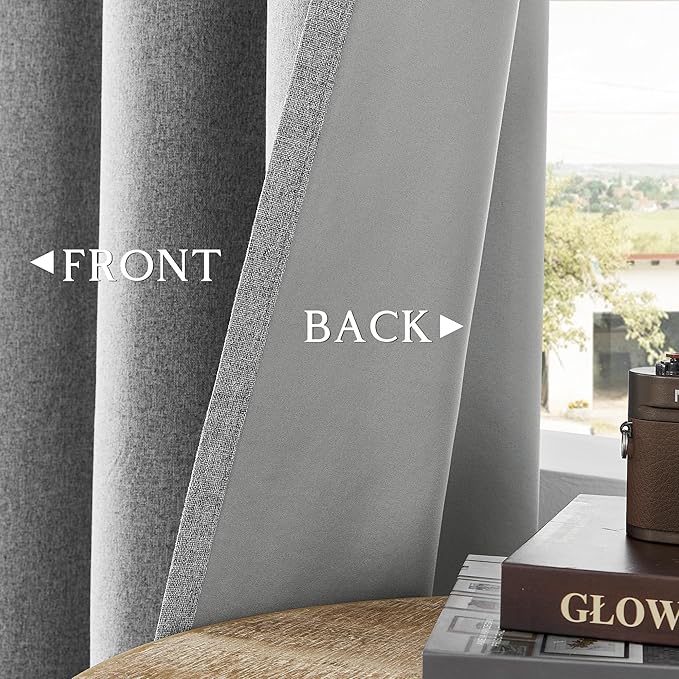ChrisDowa 100% Blackout Grey Solid Curtains 120 Inches Long 2 Panels for Bedroom Living Room,Farmhouse Room Darkening Thermal Insulated Soundproof Grommet Top Window Treatment Drapes,52x120