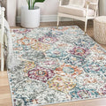 Lahome Moroccan Trellis Washable Small Area Rug, 3x5 Black Rug for Bedroom Living Room, Non-Slip Oriental Accent Throw Carpet for Kitchen Office Entryway Bathroom Office, Aqua/Multi