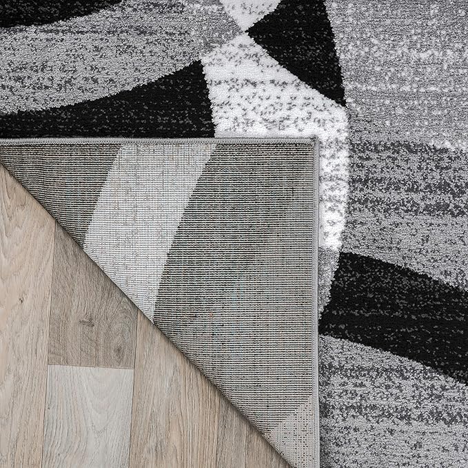 Rugshop Gray Modern Geometric Area Rug, Abstract Circles, High-Traffic, Non-Shedding, for Living Room, Bedroom and Home Office, 5'3" x 7'3"