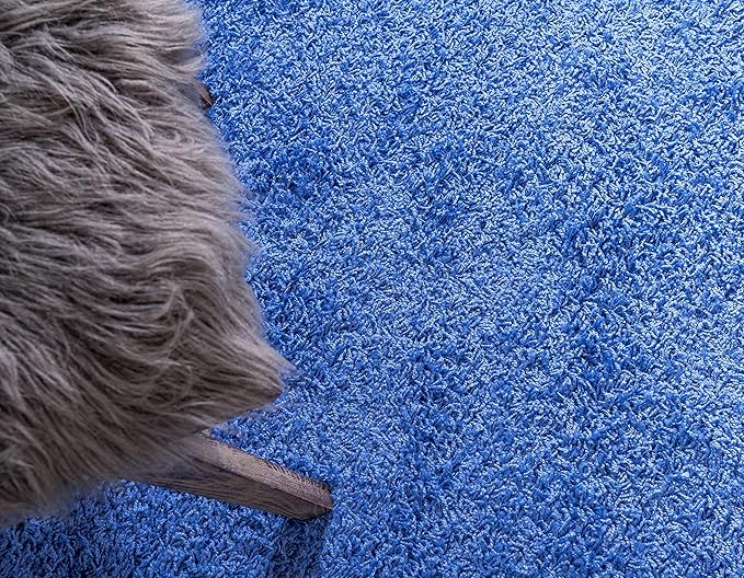 Unique Loom Solid Shag Collection Area Rug (2' 7" x 10' Runner, Periwinkle Blue)
