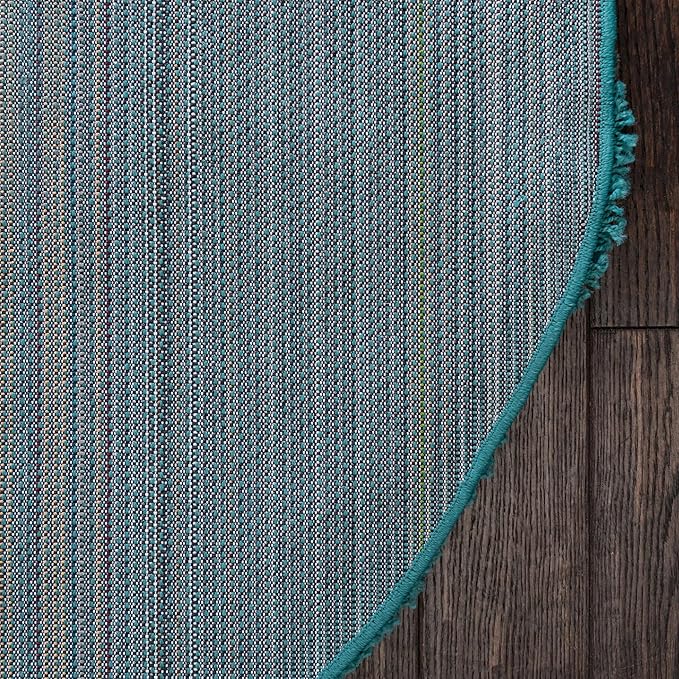 Unique Loom Solid Shag Collection Area Rug (8' x 10' Oval, Deep Aqua Blue)