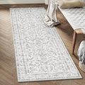 Grey 2x6 Runner Rug Vintage Area Carpet Hallway Indoor Kitchen Washable Low Pile Traditional Distressed Retro Accent Throw Rug Non Slip for Laundry Bathroom Office