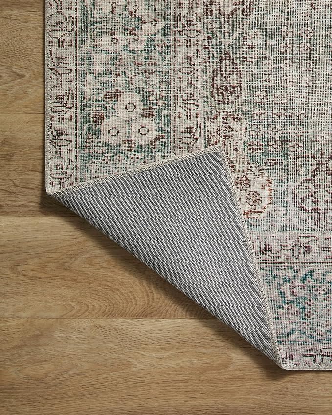 Loloi Chris Loves Julia Jules Collection JUL-08 Emerald/Antique Ivory 7'-6'' x 9'-6'', .13" Pile Height, Area Rug