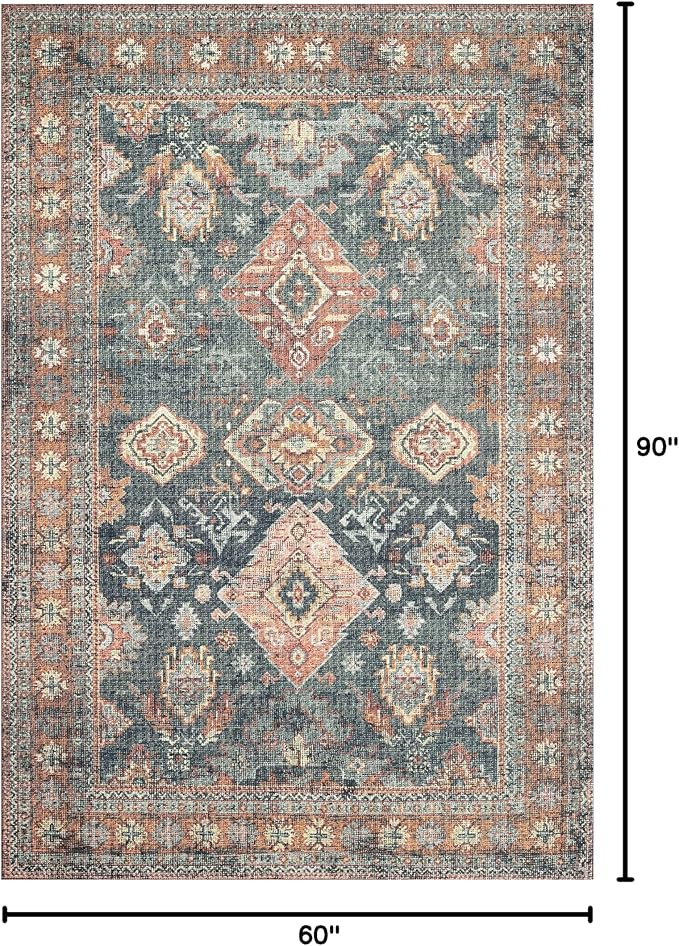 Loloi II Skye Collection SKY-10 Sea/Rust 5'-0" x 7'-6" Area Rug
