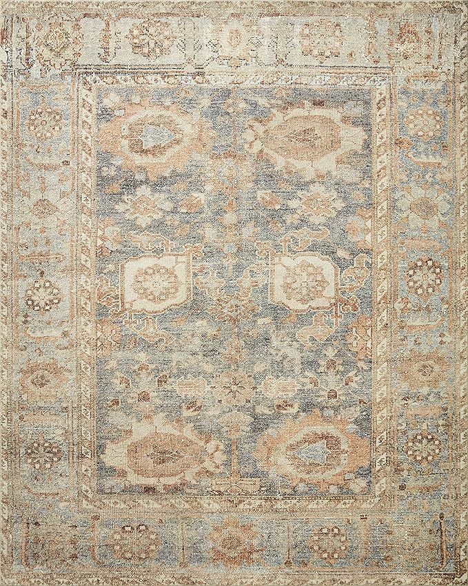 Loloi Margot Collection MAT-03 Ocean/Spice 3'-6" x 5'-6" Accent Rug feat. CloudPile, No-Shed Easy Clean Large Patterned Area Rug for Living Room, Bedroom, Dining Area