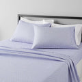 Amazon Basics Lightweight Super Soft Easy Care Microfiber 4 Piece Bed Sheet Set With 14" Deep Pockets, Queen, Blue Damask, Printed