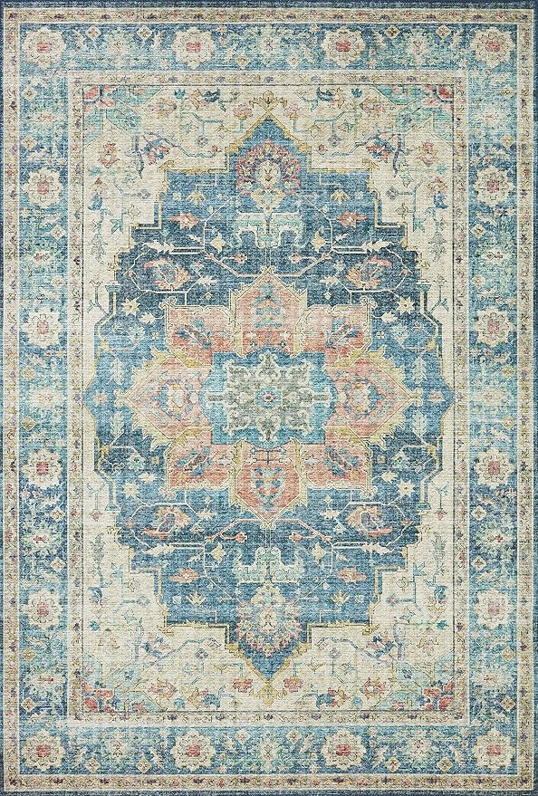 Loloi II Skye Collection SKY-12 Ocean/Multi 2'-6" x 7'-6" Runner Rug