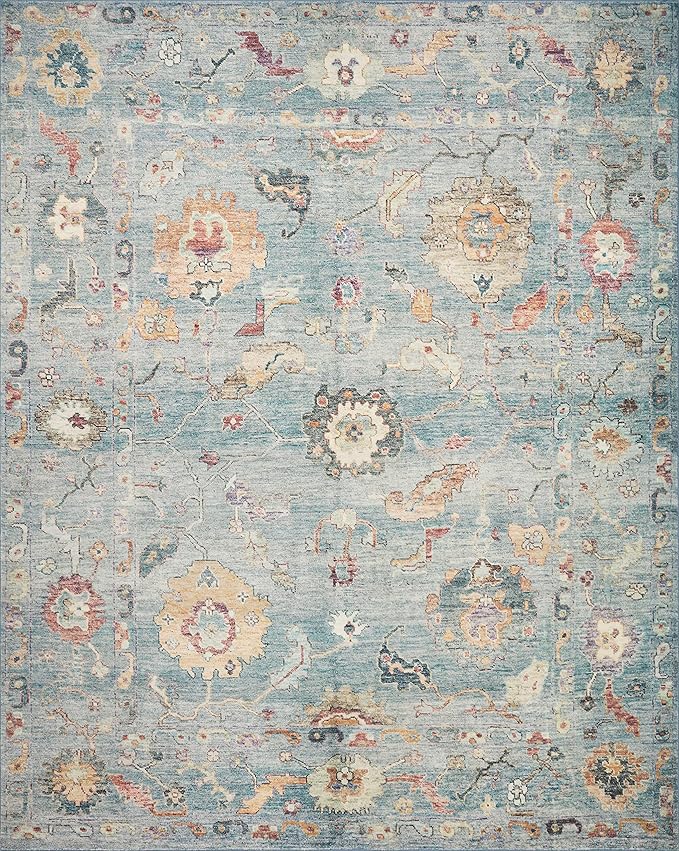 Loloi Margot Collection MAT-06 Denim/Multi 2'-0" x 5'-0" Accent Rug feat. CloudPile, No-Shed Easy Clean Large Patterned Area Rug for Living Room, Bedroom, Dining Area
