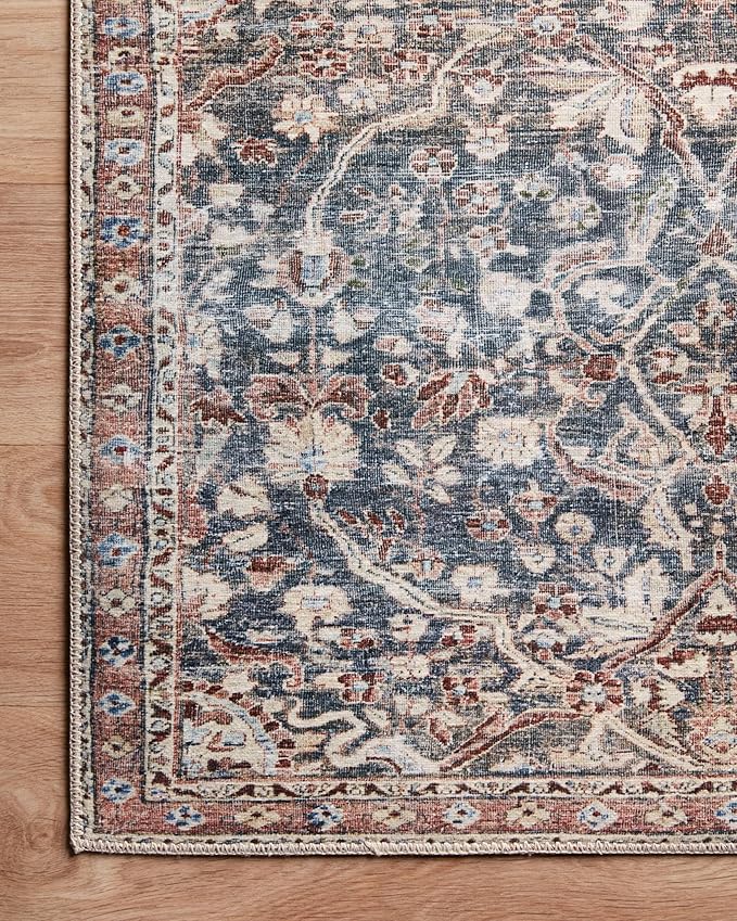 Loloi Chris Loves Julia Jules Collection JUL-06 Denim/Spice 2'-6'' x 7'-6'', .13" Pile Height, Runner Rug