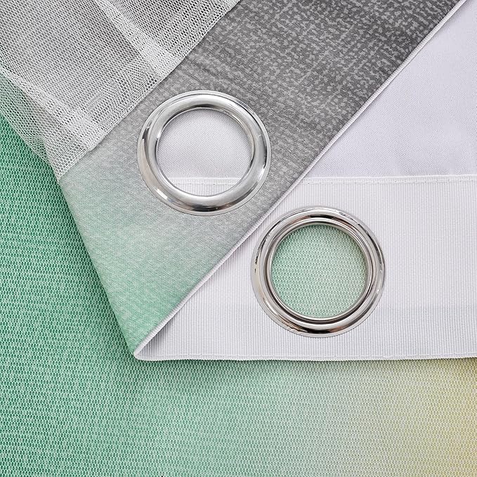 XiDi Curtains for Bedroom Decor, Rainbow GreenYellowGrey34/96/1