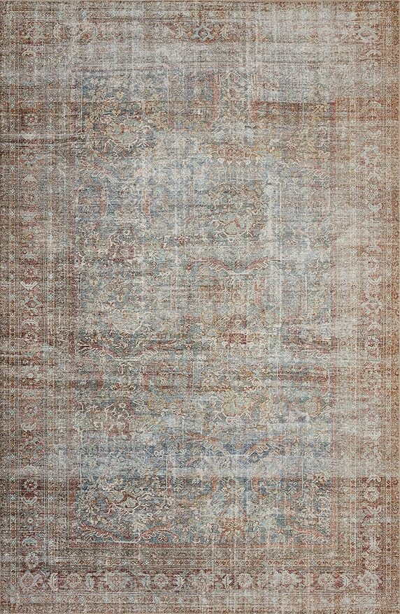 Loloi Chris Loves Julia Jules Collection JUL-05 Lagoon/Brick 2'-6'' x 12'-0'', .13" Pile Height, Runner Rug