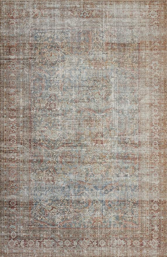 Loloi Chris Loves Julia Jules Collection JUL-05 Lagoon/Brick 8'-6'' x 11'-6'', .13" Pile Height, Area Rug