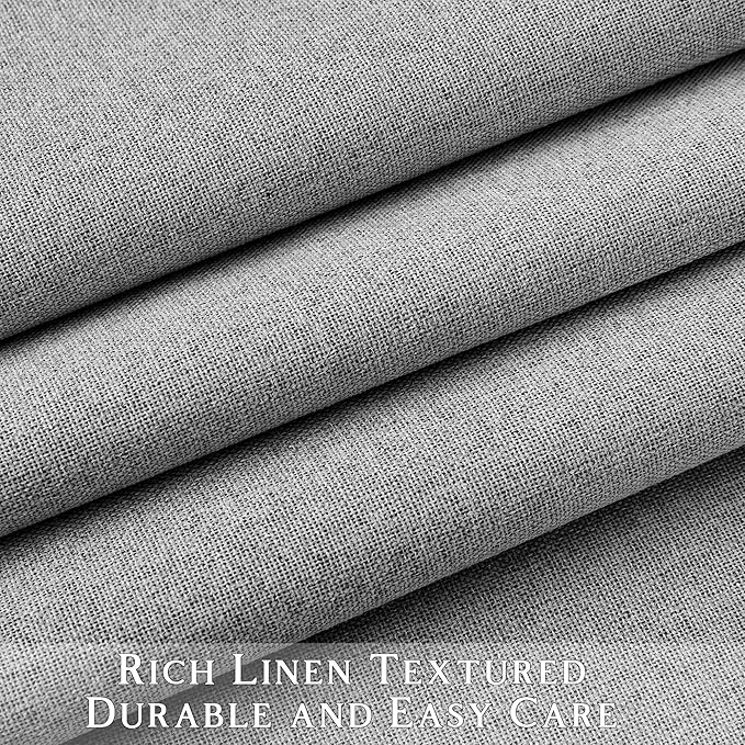 ChrisDowa 100% Blackout Grey Solid Curtains 96 Inches Long 2 Panels for Bedroom Living Room,Farmhouse Room Darkening Thermal Insulated Soundproof Grommet Top Window Treatment Drapes,52x96