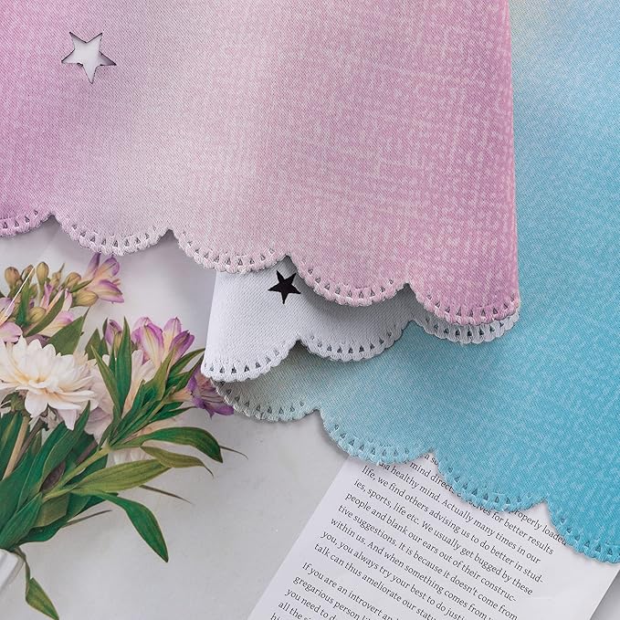 XiDi Curtains for Bedroom Decor, Rainbow Pink Purple/42/54
