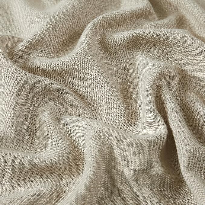 Vision Home Sand Linen Full Blackout Curtains 90 inch Long for Bedroom Living Room Darkening Soundproof Window Panels Thermal Insulated Rod Pocket Back Tab Neutral Drapes 56" Wx90 Lx2