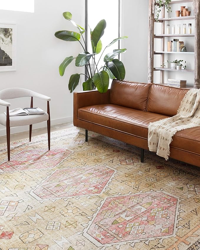 Loloi II Skye Collection SKY-04 Gold/Blush 2'-3" x 3'-9" Accent Rug