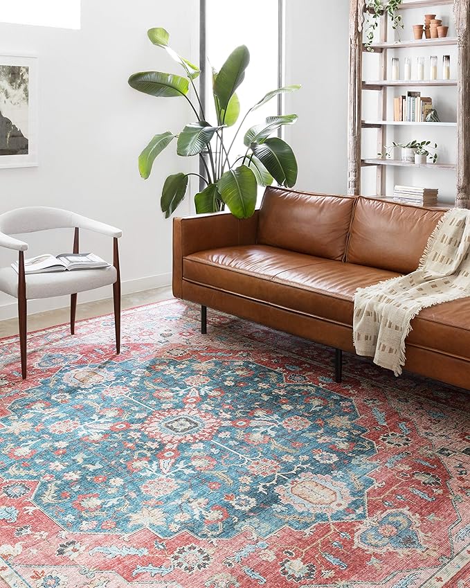 Loloi Skye Collection SKY-05 Brick/Ocean 2'-0" x 5'-0" Accent Rug