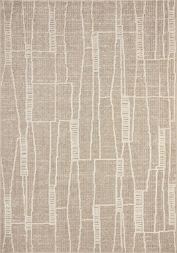 Loloi Amber Lewis Bexley Collection BEX-05 Mushroom/Natural 9' x 13' Area Rug Neutral, Textured, Living, Bedroom, Dining, Carpet