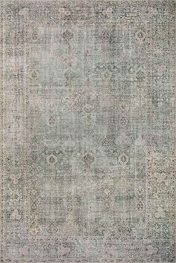 Loloi Chris Loves Julia Jules Collection JUL-08 Emerald/Antique Ivory 2'-6'' x 12'-0'', .13" Pile Height, Runner Rug