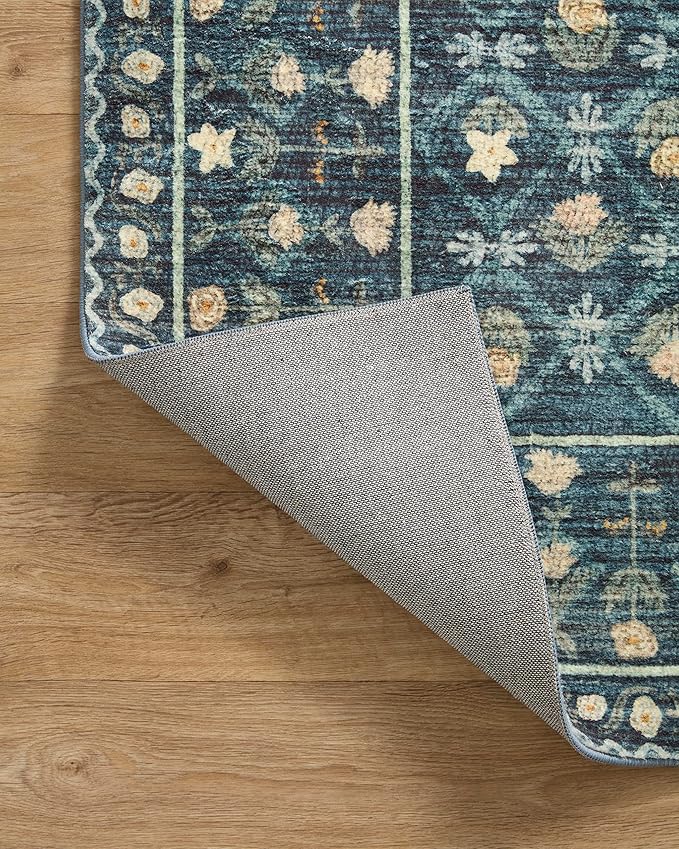 Loloi Rifle Paper Co. Eden Collection EDE-03 Lattice Indigo 2'-6" x 11'-6" Runner Rug feat. CloudPile™