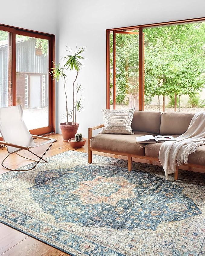 Loloi II Skye Collection SKY-12 Ocean/Multi 3'-6" x 5'-6" Accent Rug