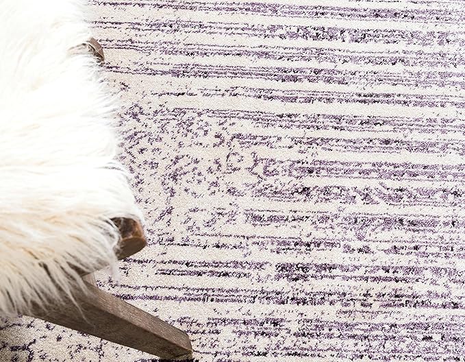 Unique Loom Del Mar Collection Area Rug - Jennifer (2' x 6' 1" Runner, Purple/ Ivory)