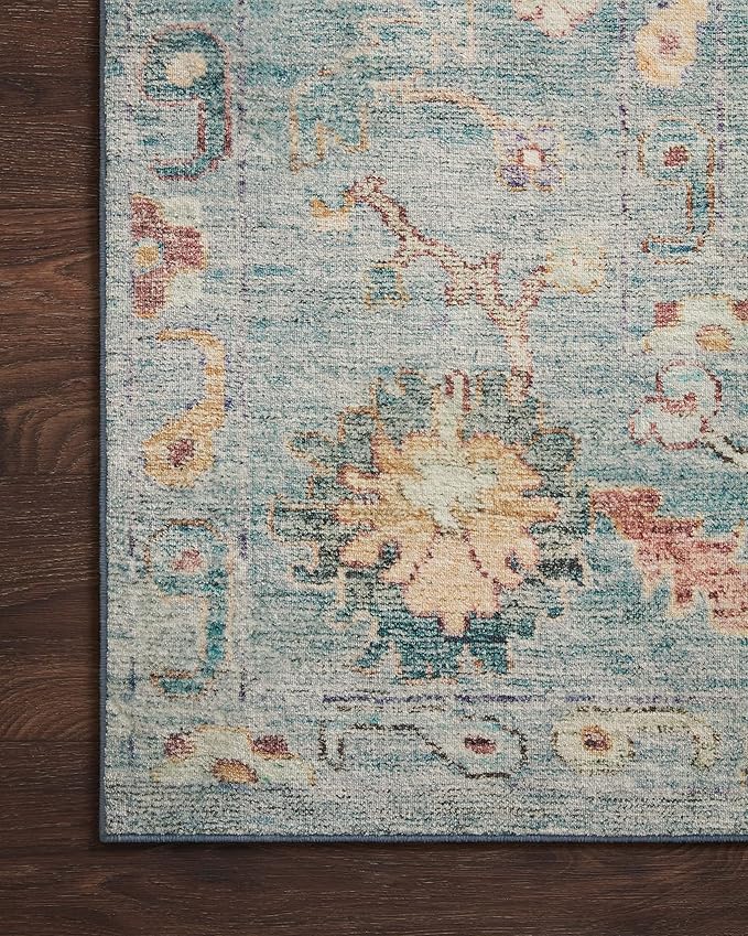 Loloi Margot Collection MAT-06 Denim/Multi 5'-0" x 7'-6" Area Rug feat. CloudPile, No-Shed Easy Clean Large Patterned Area Rug for Living Room, Bedroom, Dining Area