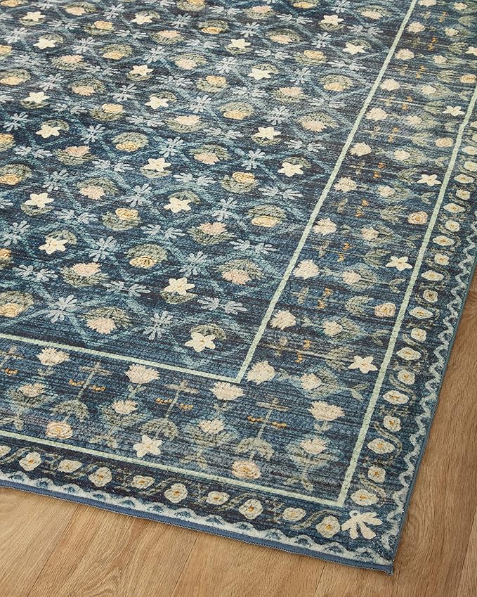 Loloi Rifle Paper Co. Eden Collection EDE-03 Lattice Indigo 2'-3" x 3'-9" Accent Rug feat. CloudPile™