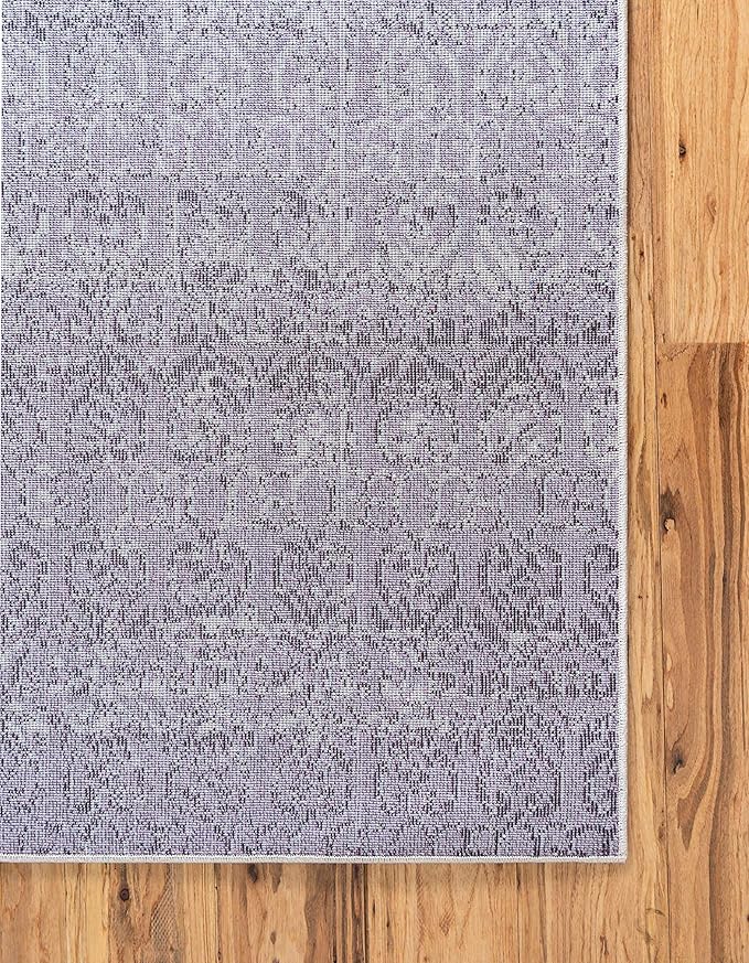 Unique Loom Del Mar Collection Area Rug - Jennifer (5' 3" x 8' Rectangle, Purple/ Ivory)
