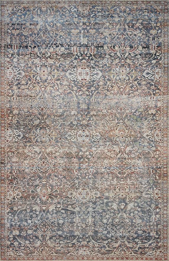 Loloi Chris Loves Julia Jules Collection JUL-06 Denim/Spice 9'-6" x 14', .13" Pile Height, Area Rug