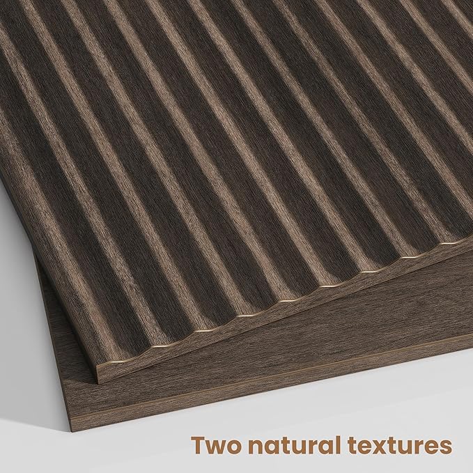 Fluted Nightstand Set of 2, Modern End Table with Metal Handle,2 Storage Drawers Side Table,Bedside Table for Bedroom,Wood Nightstands,Curved Profile Design Furnitue, Walnut