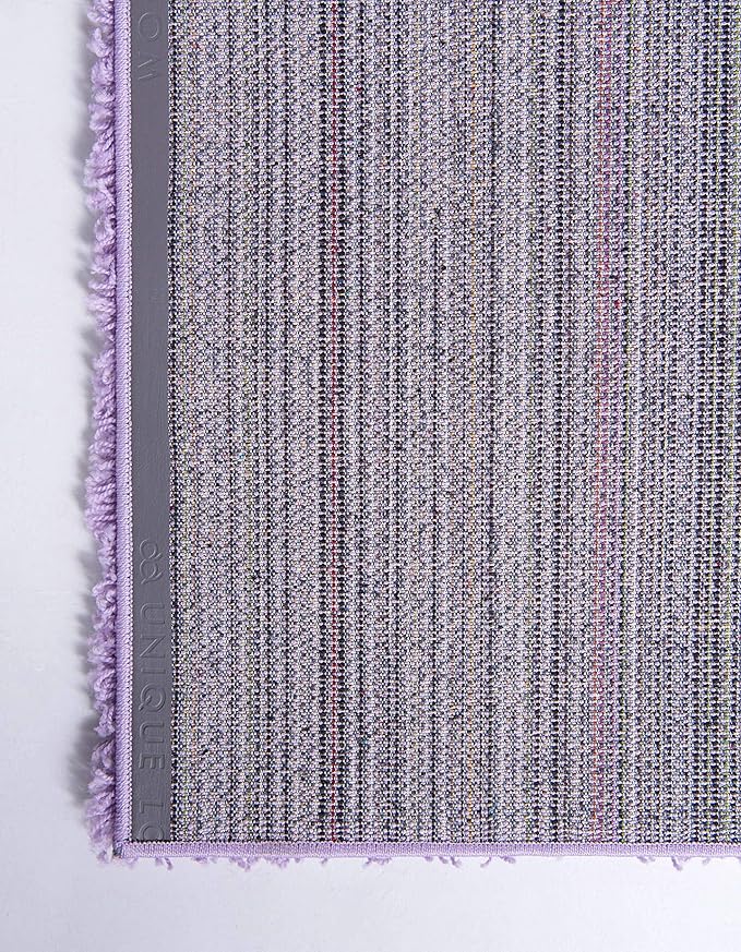 Unique Loom Solid Shag Collection Area Rug (5' 1" x 8' Rectangle Lilac)